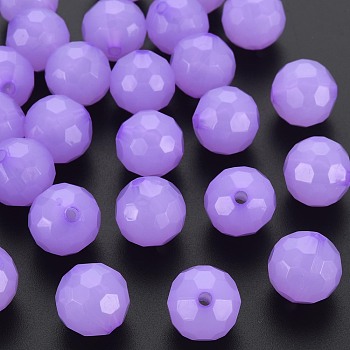 Imitation Jelly Acrylic Beads, Faceted, Round, Dark Orchid, 16.5x16mm, Hole: 2.5mm, about 288pcs/500g