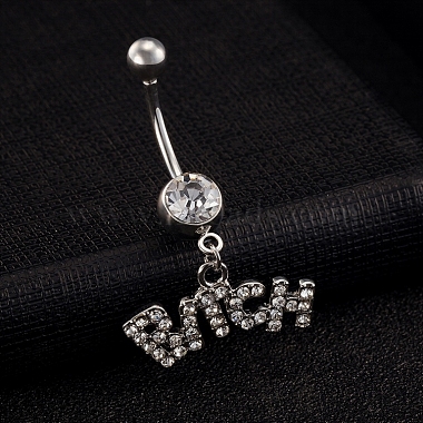 Bijoux de piercing plaqué platine en laiton zircon cubique anneau de nombril anneau de nombril anneaux de ventre(AJEW-EE0001-07)-4