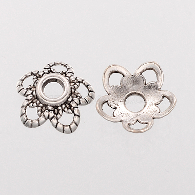 Antique Silver Tone Alloy Flower Bead Caps(X-AA484)-2