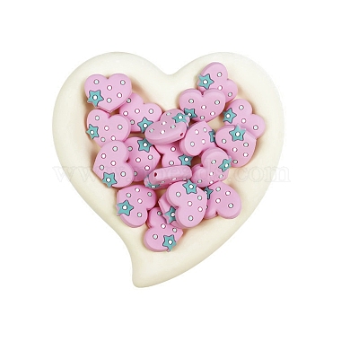 Pearl Pink Heart Silicone Beads
