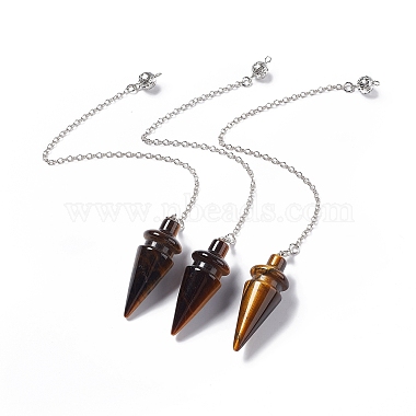 Mixed Gemstone Pointed Dowsing Pendulums(AJEW-B020-01P)-2