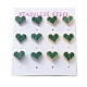 6 Pair 2 Color Synthetic Malachite Heart Stud Earrings(EJEW-A024-11)-1