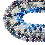 6 Strands 3 Colors Electroplate Glass Beads Strands, Faceted, Rondelle, Mixed Color, 5.5~6x5mm, Hole: 1mm, about 90~92pcs/strand, 16.54 inch~16.93 inch(42~43cm), 2strands/color(EGLA-TADJ0001-16)