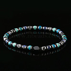 Bohemian Natural & Synthetic Gemstone Beads Stretch Bracelets for Men, Column, Adjustable(IV9628)