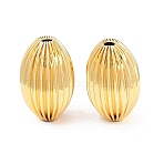 Brass Beads, Oval, Corrugated Beads, Rack Plating, Long-Lasting Plated, Cadmium Free & Lead Free, Real 18K Gold Plated, 20x13mm, Hole: 2.5mm(KK-H292-46G-03)
