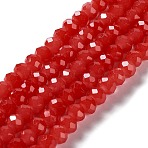 Baking Paint Imitation Jade Glass Bead Strands, Faceted Rondelle, FireBrick, 4x3mm, Hole: 0.8~1mm, about 105~110pcs/strand, 38~39cm(DGLA-A034-J4MM-A32)