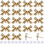20 Pairs 304 Stainless Steel Bowknot Stud Earring Findings, with Loop, Golden, 10x15mm, Hole: 1.2mm, Pin: 0.7mm(STAS-SC0021-25)