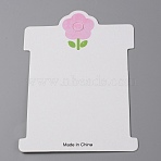 100Pcs Paper Hair Tie Display Cards, Hair Clip Display Cards, Rectangle with Pink Flower Pattern, White, 11.5x8.2x0.06cm, Hole: 8mm(CDIS-WH0006-13C)