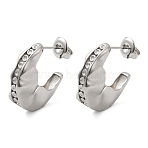 Non-Tarnish 304 Stainless Steel Stud Earrings Findings, Moon Earring Settings for Rhinestone, Stainless Steel Color, 21x6mm, Pin: 10x0.6mm, Fit for 1mm Rhinestone(STAS-G317-06P)