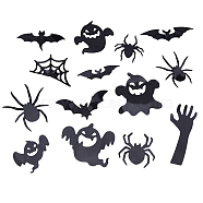 9 Sets 3 Styles Halloween 3D Wall Decorative Stickers, Plastic Adhesive Waterproof Decals for Halloween Party Kids DIY Craft Wall Decoration, Spider & Ghost & Bat, Black, 20~113x46~117x0.2mm, 3 sets/style(DIY-FH0005-50)