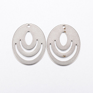 304 Stainless Steel Pendants, Oval, Stainless Steel Color, 28x22x1mm, Hole: 1.5mm(STAS-L200-55P)