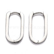 304 Stainless Steel Huggie Hoop Earrings, Oval, Stainless Steel Color, 21.5x12x3mm, Pin: 1mm(STAS-J033-11C-P)