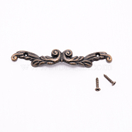 Zinc Alloy Box Handles, with Iron Screws, For Jewelry Box Decoration, Antique Bronze, 14.5x85x4mm, Hole: 1.6mm, Screws: 2.3x10mm(PALLOY-WH0070-74AB)