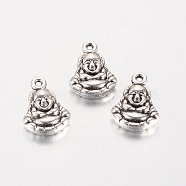Tibetan Style Alloy Buddha Charms, Antique Silver, 14x10x3.5mm, Hole: 1mm(TIBEP-K081-03)