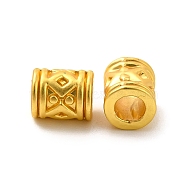 Rack Plating Alloy Beads, Lead Free & Cadmium Free & Nickel Free, Column with Rhombus pattern, Matte Gold Color, 6x5mm, Hole: 3mm(PALLOY-F287-02MG)