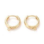 Brass Hoop Earring Findings, with Horizontal Loop, Ring Shape, Real 18K Gold Plated, 16.7x14~15x3mm, Hole: 1.2mm, Pin: 1mm(KK-F820-44G)