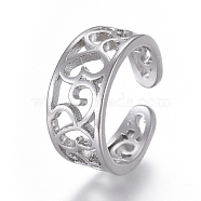 Adjustable Brass Toe Rings, Open Cuff Rings, Open Rings, Hollow, Platinum, US Size 3(14mm)(RJEW-EE0002-17P)