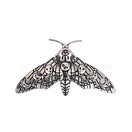 Moon Phase Moth Alloy Brooch Pin, Tibetan Style Insect Alloy Badge for Backpack Clothes, Antique Silver, 47x83.5mm(JEWB-Z031-06AS)