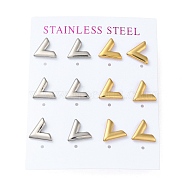 Vacuum Plating 304 Stainless Steel Stud Earring, Letter V, Golden & Stainless Steel Color, 11x11mm, 12pcs/set(EJEW-C099-03GP)