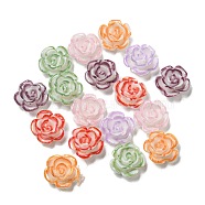 Luminous Opaque Resin Decoden Cabochons, Glow in the Dark Flower with Glitter Powder, Mixed Color, 9x9.5x4.5mm(RESI-D013-09A)