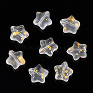 Spray Painted Glass Beads, Frosted, Star, Clear, 8x8.5x4mm, Hole: 1mm(X-GLAA-R211-04-F03)