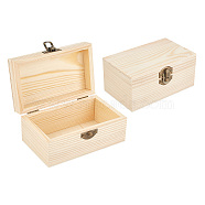 Rectangle Unfinished Wooden Box, with with Hinged Lid and Front Clasp, for Arts Hobbies and Home Storage, BurlyWood, 13x6.1xx7.9cm(OBOX-NB0001-06)