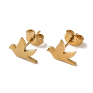 Vacuum Plating 304 Stainless Steel Stud Earrings, Pigeon, Golden, 8x10.5mm(EJEW-Z040-34G)