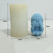 3D Buddha Statue DIY Food Grade Silicone Candle Molds, Aromatherapy Candle Moulds, Scented Candle Making Molds, Floral White, 4.6x6.9cm(PW-WG37959-04)