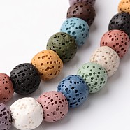 Dyed Round Synthetic Lava Rock Beads Strands, 8~9mm, Hole: about 2.5~3mm, about 52pcs/strand, 15.5 inch(G-F259-09-8mm)