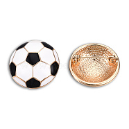 Football Shape Enamel Pin, Light Gold Plated Alloy Badge for Backpack Clothes, Nickel Free & Lead Free, Black and White, 27mm(JEWB-N007-230)