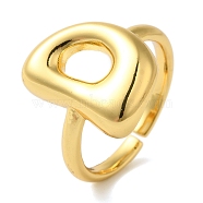 Initials Brass Open Cuff Ring for Women, Letter D, 16.5x12.5mm, Adjustable(RJEW-N046-02D-G)