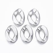 Spray Painted CCB Plastic Linking Rings, Quick Link Connectors, For Jewelry Curb Chains Making, Twist, Silver, 37.5x27x8mm, Inner Diameter: 10x21.5mm(CCB-R104-03D-02)