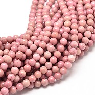 Natural Rhodonite Round Bead Strands, 10mm, Hole: 1mm, about 38pcs/strand, 15 inch(G-P072-38-10mm)