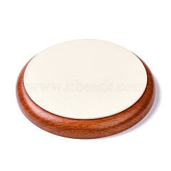 Flat Round Wood Pesentation Jewelry Bracelets Display Tray, Covered with Microfiber, Coin Stone Organizer, Antique White, 18.1x2.2cm(ODIS-P008-15C-01)