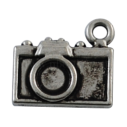 Tibetan Style Alloy Enamel Settings, Camera Pendants, Lead Free, Antique Silver, 14x12x3mm, Hole: 1mm(X-TIBEP-48673-AS-LF)