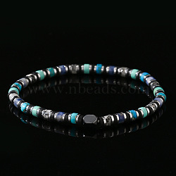 Bohemian Natural & Synthetic Gemstone Beads Stretch Bracelets for Men, Column, Adjustable(IV9628)