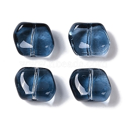 Transparent Glass Beads, Nuggets, Blue, 8x9.5x5mm, Hole: 0.8mm(GLAA-S202-07A)