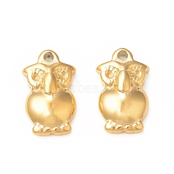 304 Stainless Steel Pendant Rhinestone Settings, Owl, Real 18K Gold Plated, Fit for 1.2mm Rhinestone, 16x15x4mm, Hole: 1.6mm(STAS-A075-23G)