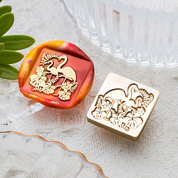 Animal Insect Theme Golden Plated Wax Seal Brass Stamp Head, for Wax Seal Stamp, Flamingo Shape, 25x25x15mm, Hole: 7mm(STAM-K001-03G-07)