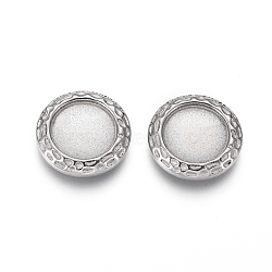 304 Stainless Steel Cabochons Settings, Flat Round, Stainless Steel Color, 17x2.5mm, Tray: 12mm(STAS-G214-06P)