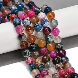 Natural Fire Crackle Agate(Dyed & Heated) Beads Strands, Faceted, Round, Mixed Color, 10~10.5mm, Hole: 1mm, about 40pcs/strand, 14.96''~15.16''(38~38.5cm)(G-M437-A01-01L)