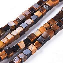 Natural Tiger Eye Beads Strands, Cube, 4~4.5x4~4.5x4~4.5mm, Hole: 0.8mm, about 96pcs/strand, 15.75 inch(40cm)(G-D0020-09B)