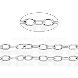 304 Stainless Steel Cable Chains, Soldered, with Card Paper, Oval, Stainless Steel Color, Links: 4x2.5x0.5mm, about 32.8 Feet(10m)/card(CHS-L024-013A)