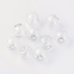 Round Mechanized Blown Glass Globe Ball Bottles, for Stud Earring or Crafts, Clear, 16mm, Half Hole: 3~5mm(X-BLOW-R001-16mm)
