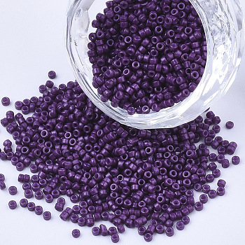 Baking Paint Cylinder Seed Beads, Uniform Size, Purple, 1.5~2x1~2mm, Hole: 0.8mm, about 4000pcs/bag, about 50g/bag