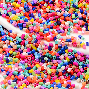 Two Cut Glass Seed Beads, Hexagon, Baking Paint, Mixed Color, 1.5~3x2~2.5mm, Hole: 0.8mm, about 450g/bag