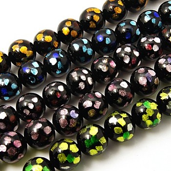 Handmade Silver Foil Glass Beads Strands, Round, Mixed Color, 20mm, Hole: 1mm