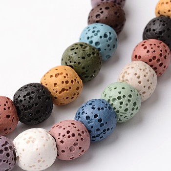 Dyed Round Synthetic Lava Rock Beads Strands, 8~9mm, Hole: about 2.5~3mm, about 52pcs/strand, 15.5 inch