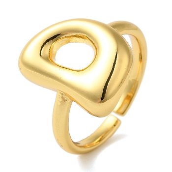 Initials Brass Open Cuff Ring for Women, Letter D, 16.5x12.5mm, Adjustable