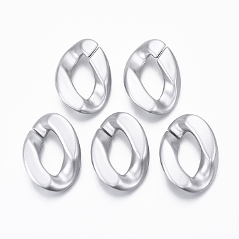 Spray Painted CCB Plastic Linking Rings, Quick Link Connectors, For Jewelry Curb Chains Making, Twist, Silver, 37.5x27x8mm, Inner Diameter: 10x21.5mm